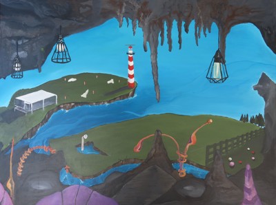Fantasia - 2023, acrylverf op doek, 60x80cm, naar Jonas Pihl (thema In Between)
